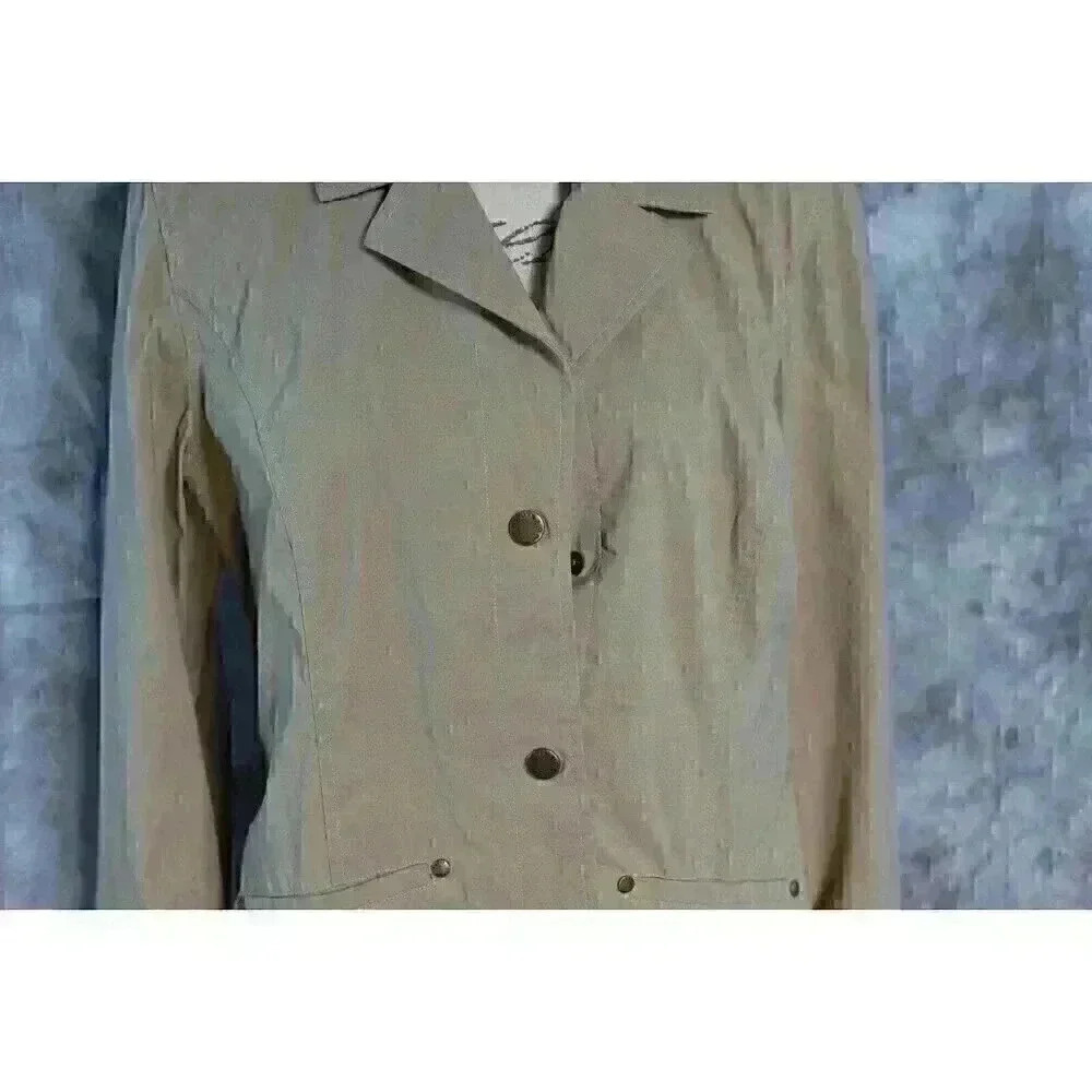 Women's Orvis Tan Blazer Size Medium snap front inside zip pockets - Picture 2 of 12
